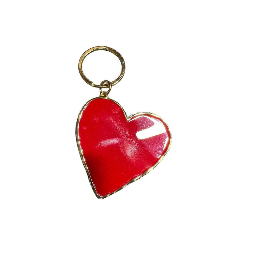 Sézane Red Enamal Heart Gold Tone Keychain Valentine